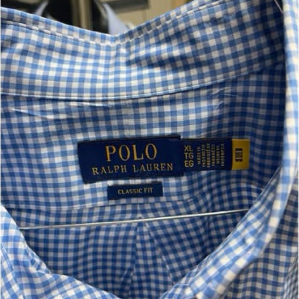 Ralph Lauren Blue Gingham Button Down Shirt - Picture 2 of 2